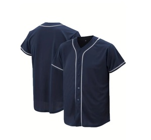 Sublimación personalizada béisbol Jersey hombres tiras camisetas rayas azul raya béisbol Jersey - Product Image 2