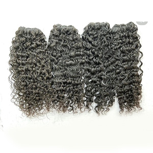 100% cabello Virgen sin procesar cabello humano rizado indio crudo donante único paquetes de máquina de trama Doble - Product Image 2