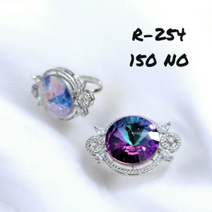 Bague en diamant américain en cristal multicolore à la mode pour femmes Accents latéraux RUDRAKSH JEWELS Modèle R-254 Déclaration de mode - Product Image 1
