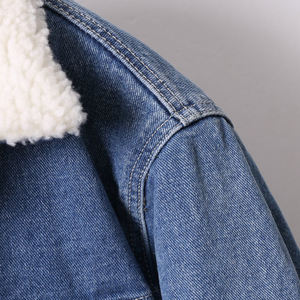 Alto rendimiento Cierre de botones Interior Sherpa Forro polar Invierno Cálido Chaquetas de mezclilla para hombres Abrigos de abrigo - Product Image 5