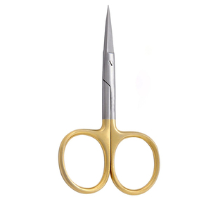 Tijeras de pesca con mosca de acero inoxidable supercortadas de 4 pulgadas personalizadas, medio dorado con borde dentado para tela/costura y atado de moscas - Product Image 1