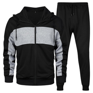 <b>Black</b>/Grey Men's Casual Tracksuit Long Sleeve Sweat Suit Running Jogging Athletic Sports Set - Product Image 6