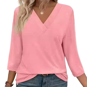 Chaqueta de Manga Larga con Cuello en V para Mujer, Primavera 2025, Camiseta de Punto con Cintura, Ropa Informal para Mujer, Lisa, Teñida, Anti-Pilling, Poliéster - Product Image 1