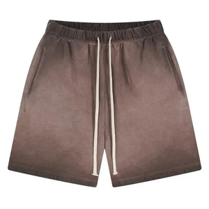 Short d'été vintage personnalisé pour hommes, respirant 100% coton, imprimé bord coupé, teinture au soleil, décoloration, style décontracté - Product Image 2