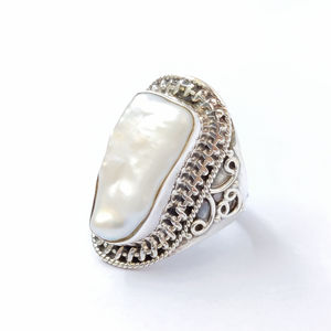 Bague en nacre blanche, argent 925, style ethnique rétro, bijoux pour anniversaire, fête, cadeau pour femme, vente en gros - Product Image 1