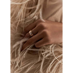 Franoise Simple <b>Opening</b> <b>Ring</b> Fashionable Layered Ellipse Diamond Inlay Bezel Setting Stainless Steel Brass for Engagement - Product Image 4
