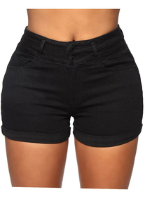 Short en jean extensible respirant taille haute sexy avec fleurs pour l'entraînement des femmes - Product Image 4