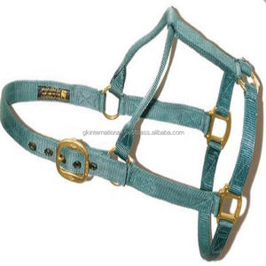 Double Stitched Turquoise Nylon Horse Halter in Many Colors & Custom Sizes with High Finish Brass Buckle & Ring at Factory Price - Product Image 5