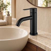Robinet de lavabo monocommande moderne WYRAX en acier inoxydable chromé brossé, à montage sur plan, avec bec en céramique
