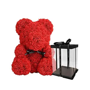 Luxus Red Rose Teddybär 25cm mit weißem Herz Schönes Herz Rose Bär für Valentinstag Jubiläums geschenke