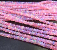 Perles d'Opale Éthiopienne Feu Rose Naturel de Haute Qualité, 16 pouces, 3,5-5 mm, Rondelles Lisses Polies, pour Fabrication de Bijoux DIY