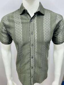 Chemise d'été élégante transparente et décontractée pour hommes, tissu tricoté doux et respirant, 100% coton, séchage rapide, anti-rides, service OEM - Product Image 2