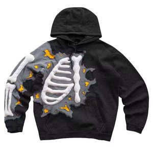 Sudadera Corta con Cierre, Lavado Ácido, Parches Bordados, Diseño Digital Liso Teñido, 100% Algodón, Fabricante Personalizado, 460 Gramos - Product Image 2