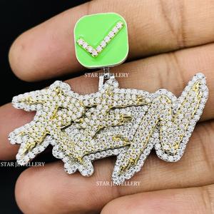 Colgante de Letra Personalizada Chapado en Oro de 10K con Diamantes Naturales Redondos de Corte Brillante, Estilo Hip Hop, Joyería Unisex - Product Image 3