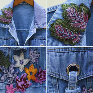 Chaqueta Vaquera de Moda para Mujer, Chaqueta Vaquera Corta de Alta Calidad, Transpirable, Diseño de Parches, Hecha de Mezclilla Cómoda - Product Image 4