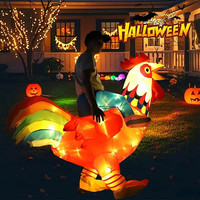 Costume gonflable de poulet adulte avec des lumières Costume d'Halloween Ride on Rooster Poulet Jockey Costume gonflable de poulet