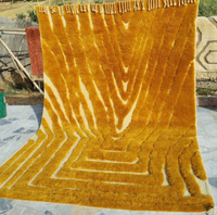Mostaza amarilla brillante Beni Mrirt, Alfombra de lana marroquí hecha a mano, alfombra de lujo tejida a mano, lavable cuadrado marroquí OEM hecho a mano