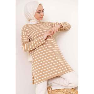 Vestido túnica informal a rayas galleta - Product Image 1