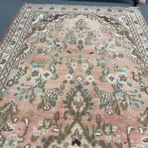 Turkish Vintage <b>Runner</b> Rug 3.7x9.7 ft, Red <b>Green</b> Oriental Wool Rug - Product Image 4