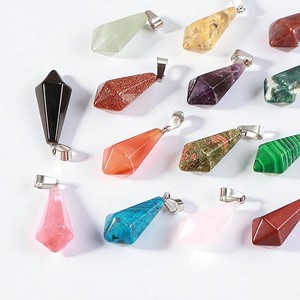 Pendentif en forme de pyramide hexagonale en diamant, plaqué or, en laiton, pendentifs de charme - Product Image 4