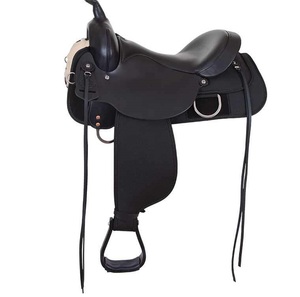 Équipement d'équitation Selles de trail Coussin de siège réglable Selles de trail de cheval Cowboy Siège de baril en cuir véritable Dressage - Product Image 1