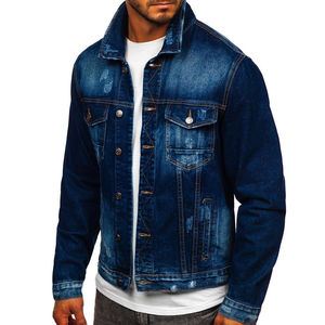 Veste en jean de marque de haute qualité classique en gros à manches longues nouvelle mode hommes décontracté couleur unie coton d'usine avec taille personnalisée - Product Image 1