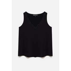 Chemise sans manches décontractée pour femmes, détail en dentelle, style quotidien, logo sur le devant, taille XL, coton tricoté, longueur courte pour l'automne, le printemps et l'été - Product Image 2