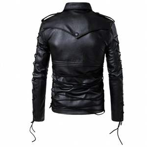 Chaquetas de cuero y lona al por mayor de Pakistán, diseño OEM, impermeables, informales, para hombre, estilo motociclista, con cinturón lateral, novedad de invierno. - Product Image 2