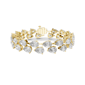 Bracelet tennis double rangée en diamants de laboratoire 26,52 CT, taille poire et taille ronde, or 10KT, 14KT, 18KT et argent 925, rose, jaune, blanc - Product Image 3