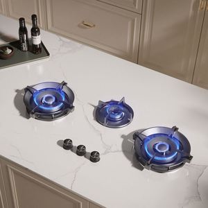 Table de cuisson à gaz encastrable à trois brûleurs avec surface en verre trempé de 32 cm, compatible électronique - Product Image 4