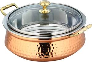 Vente en gros de plats chauds indiens, vaisselle de service 3500 ml, vaisselle en cuivre antique, bol de service, vaisselle indienne, ensembles de handi - Product Image 4