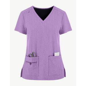 ชุดเสื้อยืด4ทางสำหรับผู้หญิงใส่สบายชุดเครื่องแบบสตรีขนาดโลโก้กำหนดเองชุดสครับสำหรับโรงพยาบาล - Product Image 4