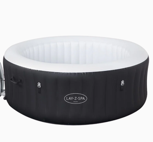 อ่างน้ำร้อนพกพาแบบเป่าลม Lay Z Spa ทรงกลม พร้อมปั๊มมือสำหรับนวด สีดำขาว สำหรับใช้ในบ้านและสวน - Product Image 1