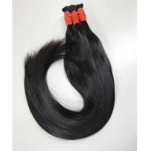 Cabello Virgen Natural Negro de Doble Trama, Liso con Cutícula Alineada, Alta Calidad, Remy, Extensiones de Cinta, Material Crudo de Vietnam, Frontal HD - Product Image 1