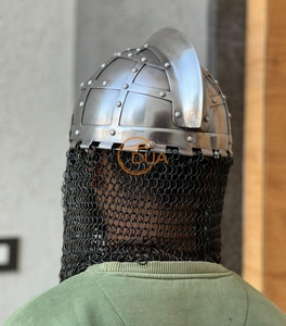 Casco Medieval de Acero de Cruzado con Cuello de Malla de Cadena, Protector Facial de Caballero Vikingo, Armadura para Disfraces - Product Image 5