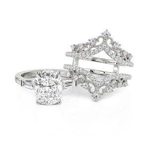 Jeulia Vintage <b>Crown</b> Scrollwork Oval Engagement <b>Ring</b> Set-Fine Jewelry Set - Product Image 3