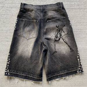 Jeans <b>Shorts</b> <b>Men</b> Custom Plus-size <b>Baggy</b> Beaded Ripped Catwhiskers <b>Shorts</b> Jeans for <b>Men</b> - Product Image 3