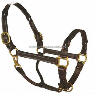 Cabestro de caballo de cuero marrón o negro de la Habana, diseño personalizado de doble costura, cabestro de caballo con hebilla y anillo de latón macizo - Product Image 4