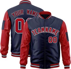 Varsity Jacket Couleurs de contraste personnalisées Logo d'équipe personnalisé Broderie Nom Numéro College Bomber Letterman Jacket Dropshipping - Product Image 1
