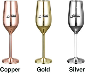 Customized Logos Prints Stemmed Stainless Steel Champagne Flutes for Outdoor Events Party Beach Pool Travel Wedding Anniversary - Product Image 5