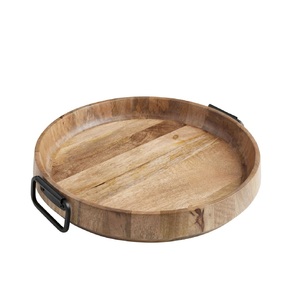 Élégant plateau de service en bois fait main avec poignée en métal pour le petit-déjeuner à prix compétitif Forme de taille personnalisée - Product Image 2
