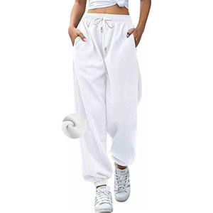 Pantalons de survêtement décontractés pour femmes avec coupe large en coton doux et respirant ceinture élastique pantalon décontracté élégant pour salon de gym - Product Image 6