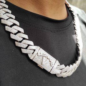Collier chaîne cubaine en moissanite glacée de luxe plaqué rhodium Bijoux hip-hop orthodoxes brillance VVS Fête et cadeau - Product Image 4
