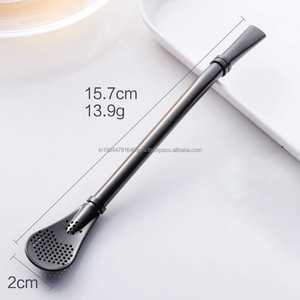 ขายร้อนหรูหราหลากสี 304 กวนก้านนมชากรองช้อนฟางสําหรับร้านกาแฟ - Product Image 2