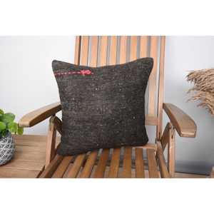 Alfombra Kantha de lana gris 18x18 pulgadas Rústico Vintage Patrón Almohada Técnica tejida - Product Image 1