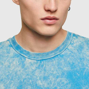 Camiseta lavada con ácido de gran tamaño para hombre, alta calidad con patrón sólido, tendencia superior, diseño de parches impresos completos, nuevo MOQ bajo - Product Image 5
