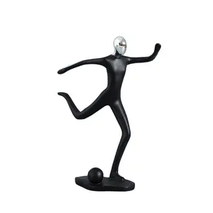 Escultura humana deprimida em preto ondulado de metal para decoração de mesa, design elegante, usado para decoração de quarto e pátio