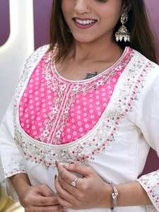 Collection exclusive Kurti pantalon en soie romaine pour le bureau et les tenues décontractées Ensemble Kurti pantalon dupatta pour femmes pour la vente à l'exportation - Product Image 6