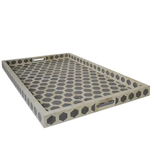 ถาดเสิร์ฟฝังมุกและกระดูกทำด้วยมือมีประกายแวววาวตกแต่งและหรูหราถาดสำหรับบ้านและห้องครัว - Product Image 1