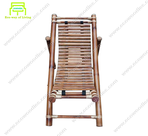 Venta al por mayor de diseño vintage al aire libre Hotel jardín Patio playa piscina ocio madera tumbona cama bambú plegable Silla de transporte - Product Image 1